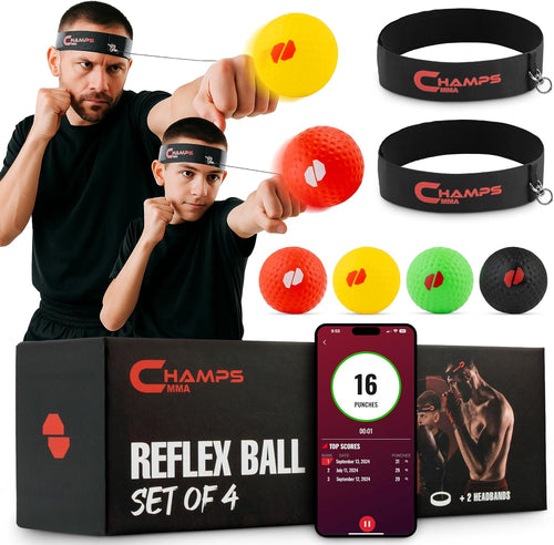 Boxing Reflex Ball Set with Punch Counter App – Hand-Eye Coordination & Speed Training Kit