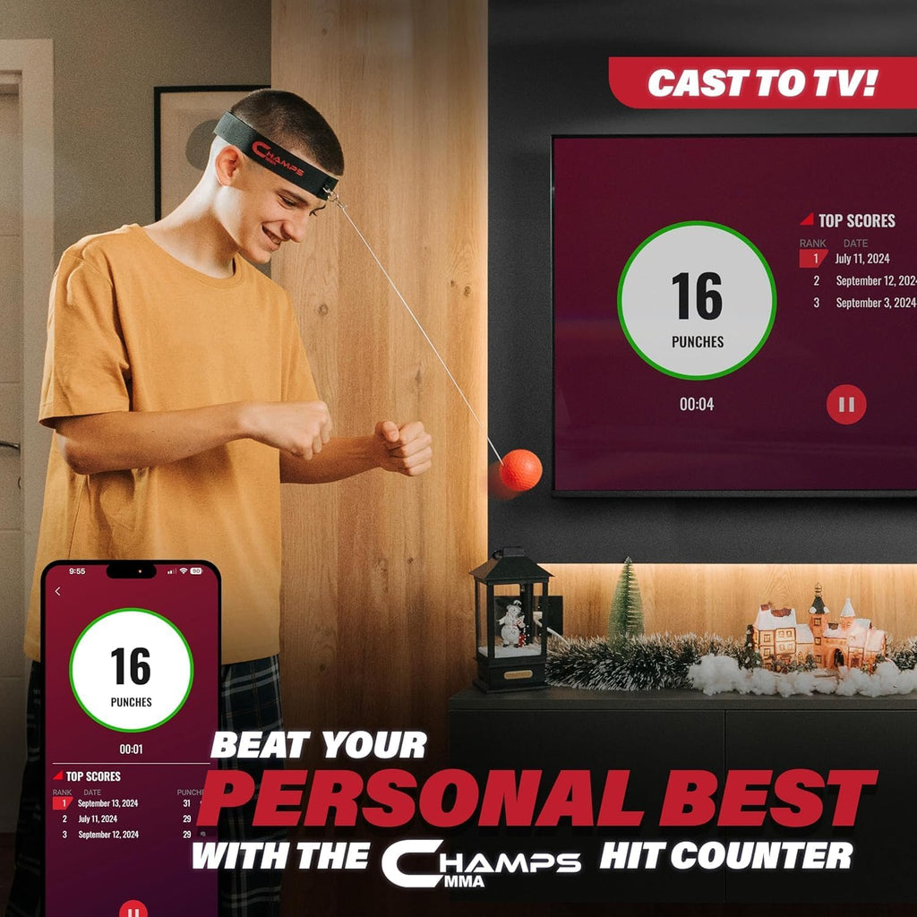 Boxing Reflex Ball Set with Punch Counter App – Hand-Eye Coordination & Speed Training Kit