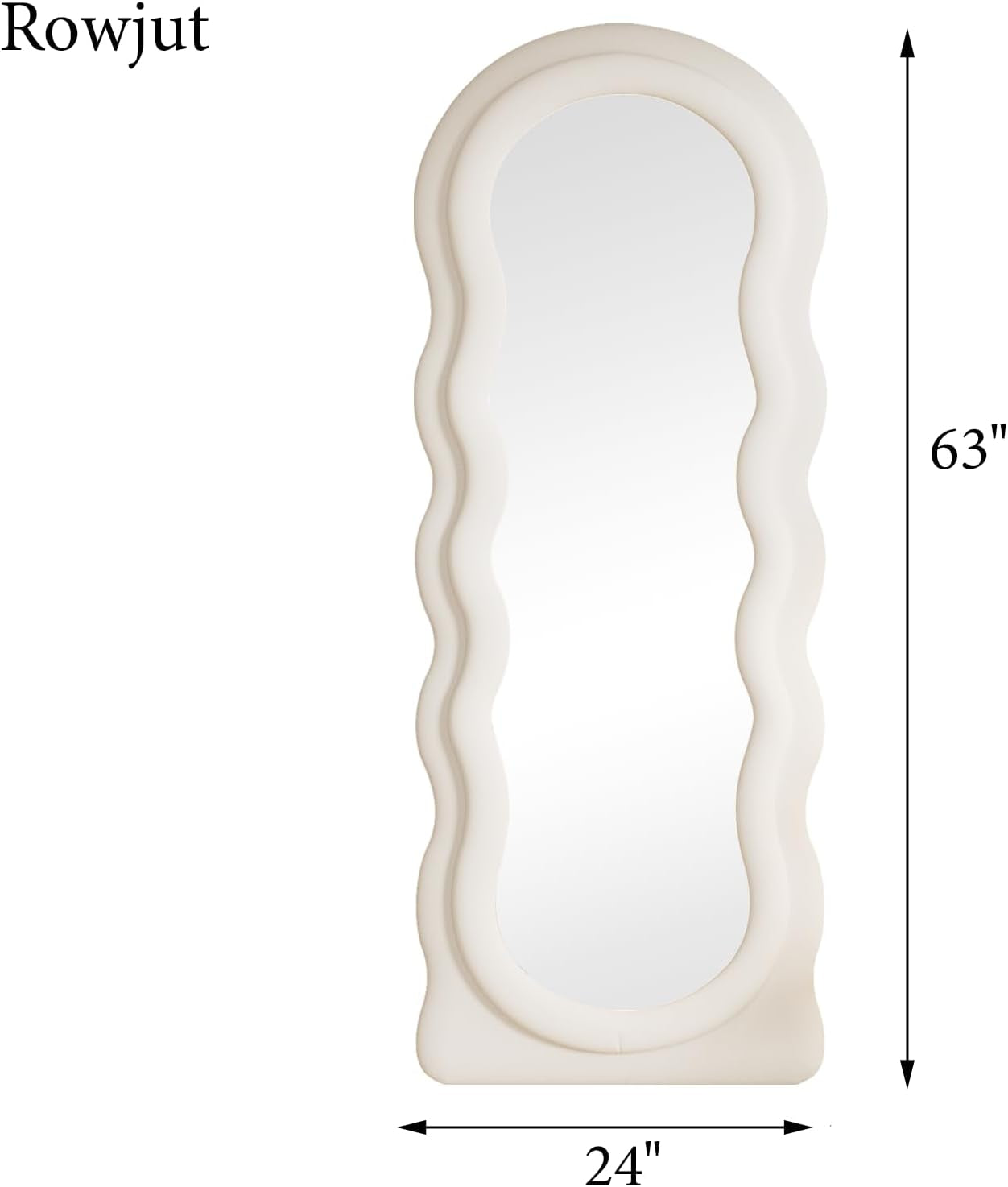 Full Length Mirorr, 63"X24" Mirrors Full Length, Irregular Wavy/Wall Mounted & Standing Floor Mirror with Flannel, Body Mirorr Hanging or Leaning against Wall for Bedroom (White)