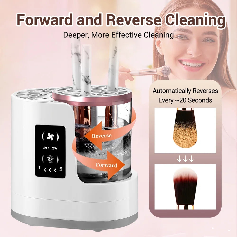 3 in 1 Electric Makeup Brush Cleaner and Dryer, Automatic USB Cosmetic Brush Cleaning Machine with Holder for Deep Cleaning Makeup Brushes, Portable Beauty Essential for Travel Daily Use