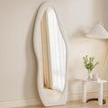 Full Length Mirorr, 63"X24" Mirror Full Length, Irregular Wall Mounted Mirror, Standing Floor Mirror with Flannel, Wavy Body Mirorr Hanging or Leaning against Wall for Bedroom (White)