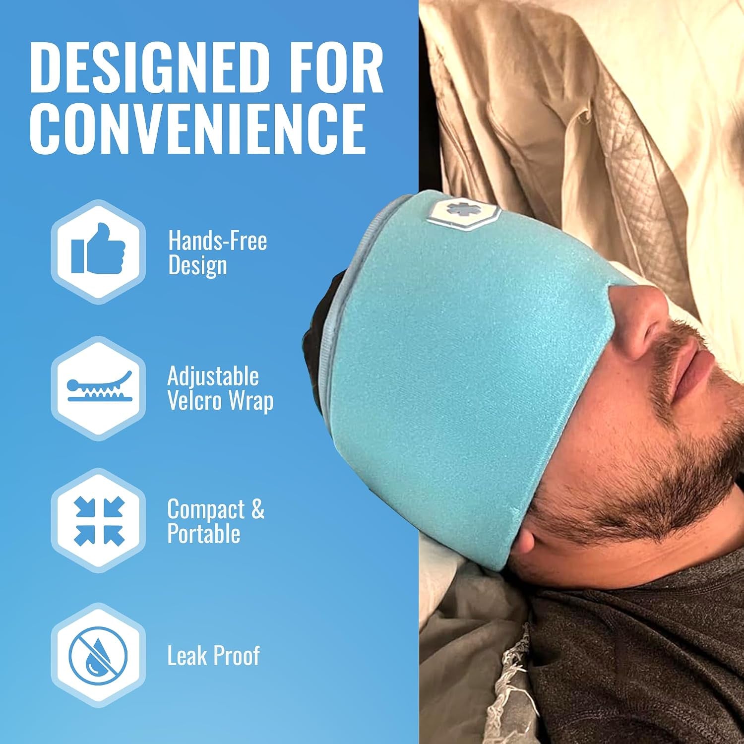 Migraine Cold Cap | Form-Fitting Migraine Relief Cap | Headache Relief Cap with 360° Head Coverage | Migraine Relief Products | Sinus Relief | Cold Therapy Headache Cap | FSA-HSA Eligible