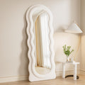 Full Length Mirorr, 63"X24" Mirrors Full Length, Irregular Wavy/Wall Mounted & Standing Floor Mirror with Flannel, Body Mirorr Hanging or Leaning against Wall for Bedroom (White)