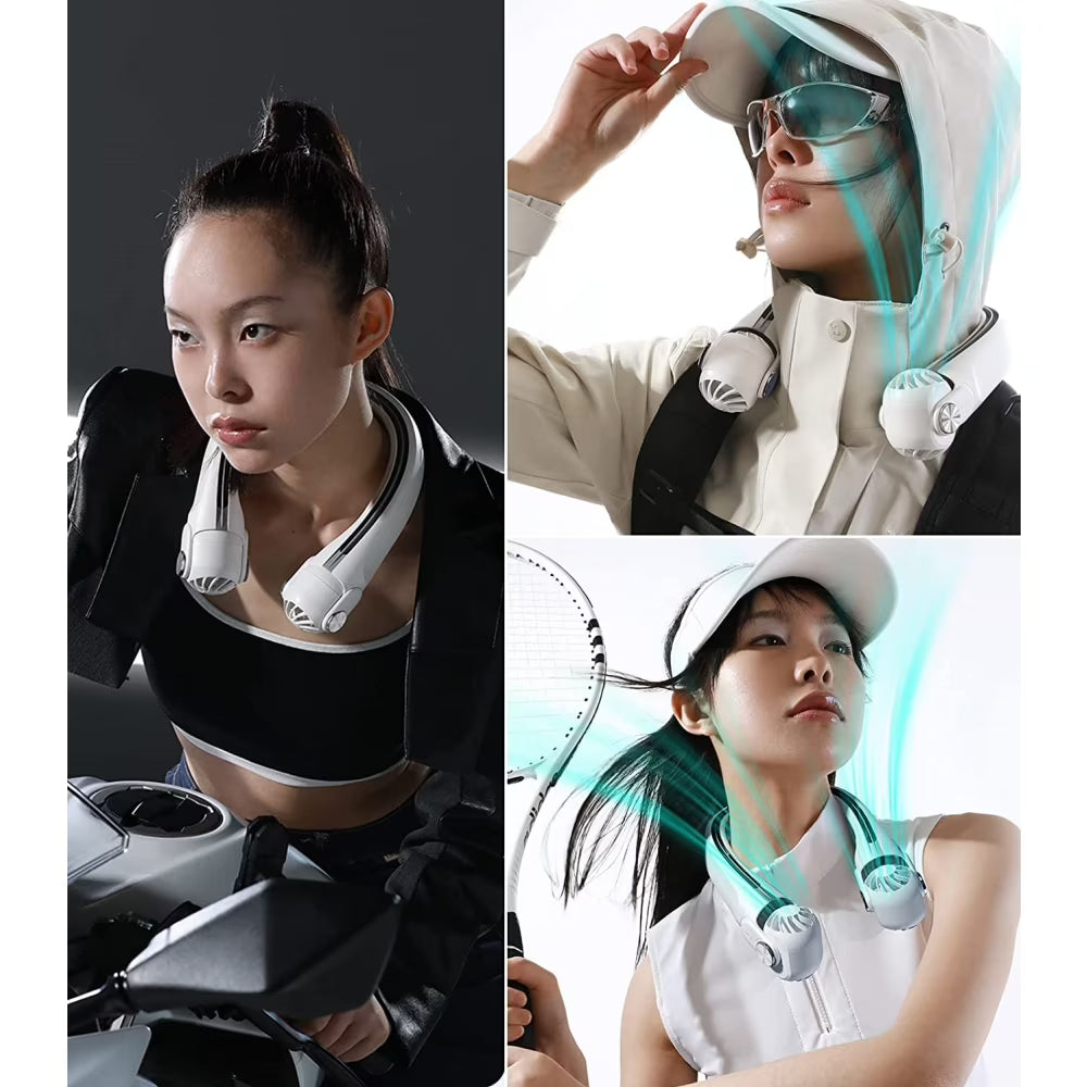 Portable Neck Fan Rechargeable Wearable Cooling Fan, Bladeless Hands-Free Fan for Indoor/Outdoor, Gift for Women, Men - White