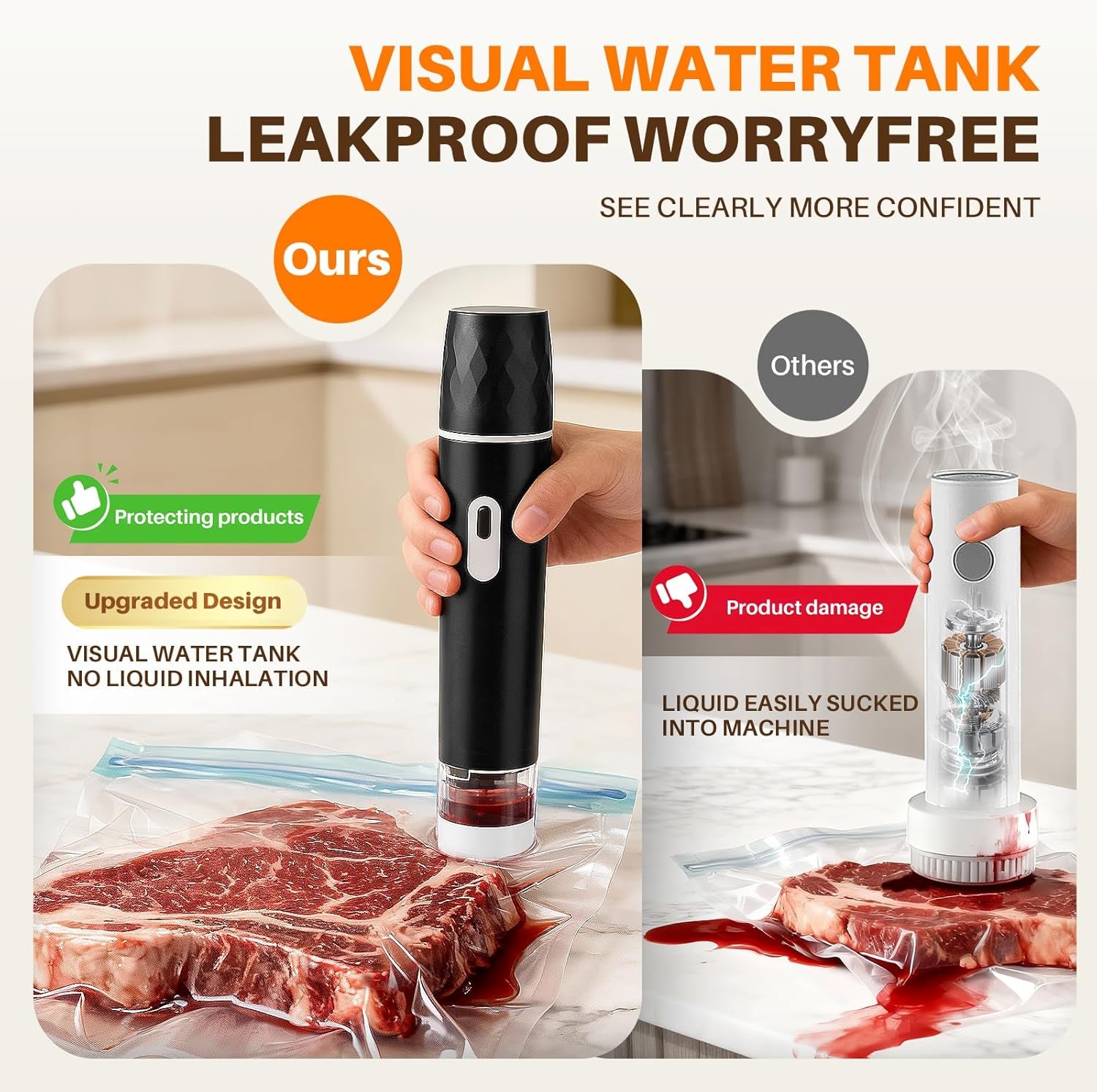Vacuum Sealer for Food,Compact Vacuum Sealer Machine (Vacuum Sealer + 10 Reusable Vacuum Bags,Cordless Handheld Vacuum Sealer,Portable Food Sealer for Meal Prep