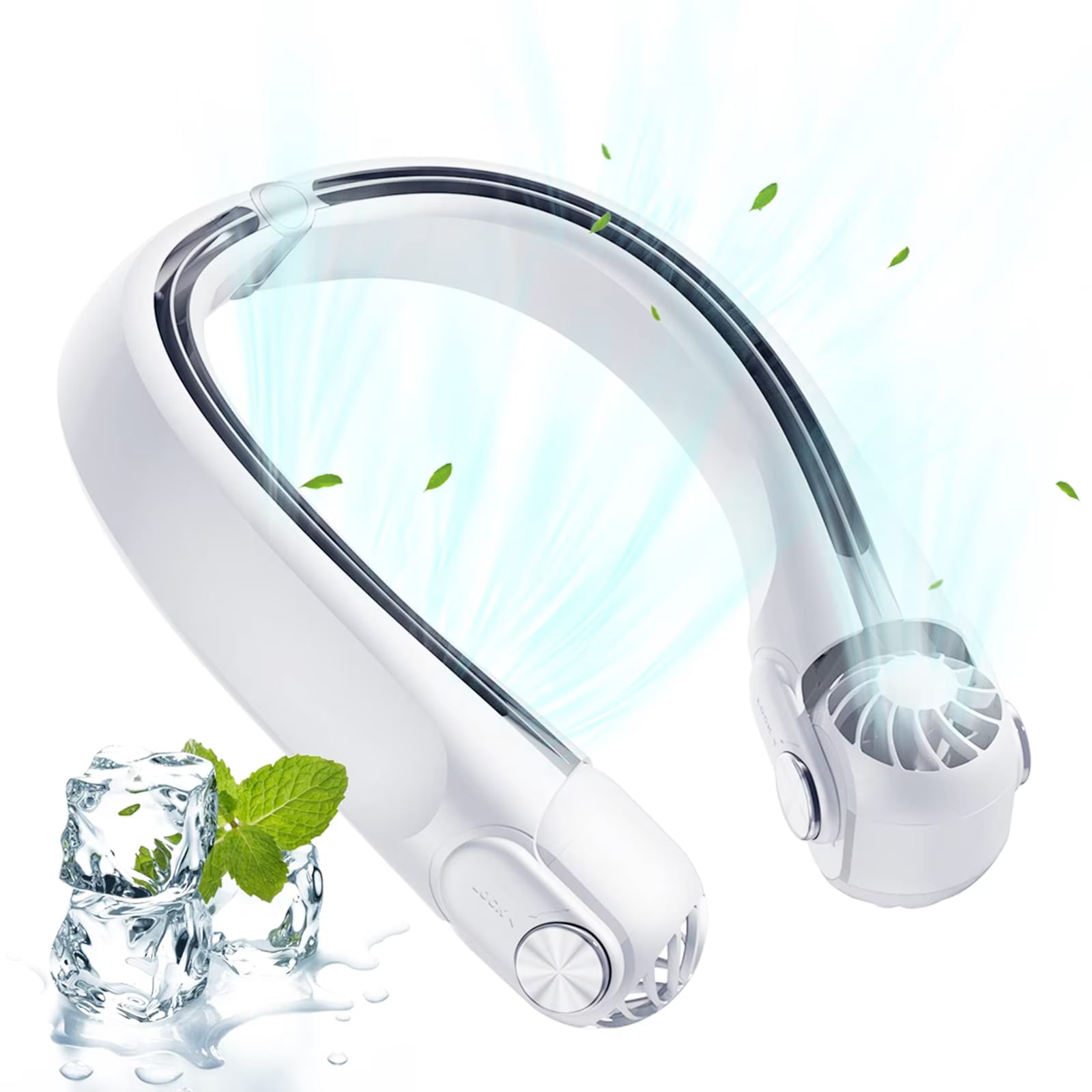 Portable Neck Fan Rechargeable Wearable Cooling Fan, Bladeless Hands-Free Fan for Indoor/Outdoor, Gift for Women, Men - White