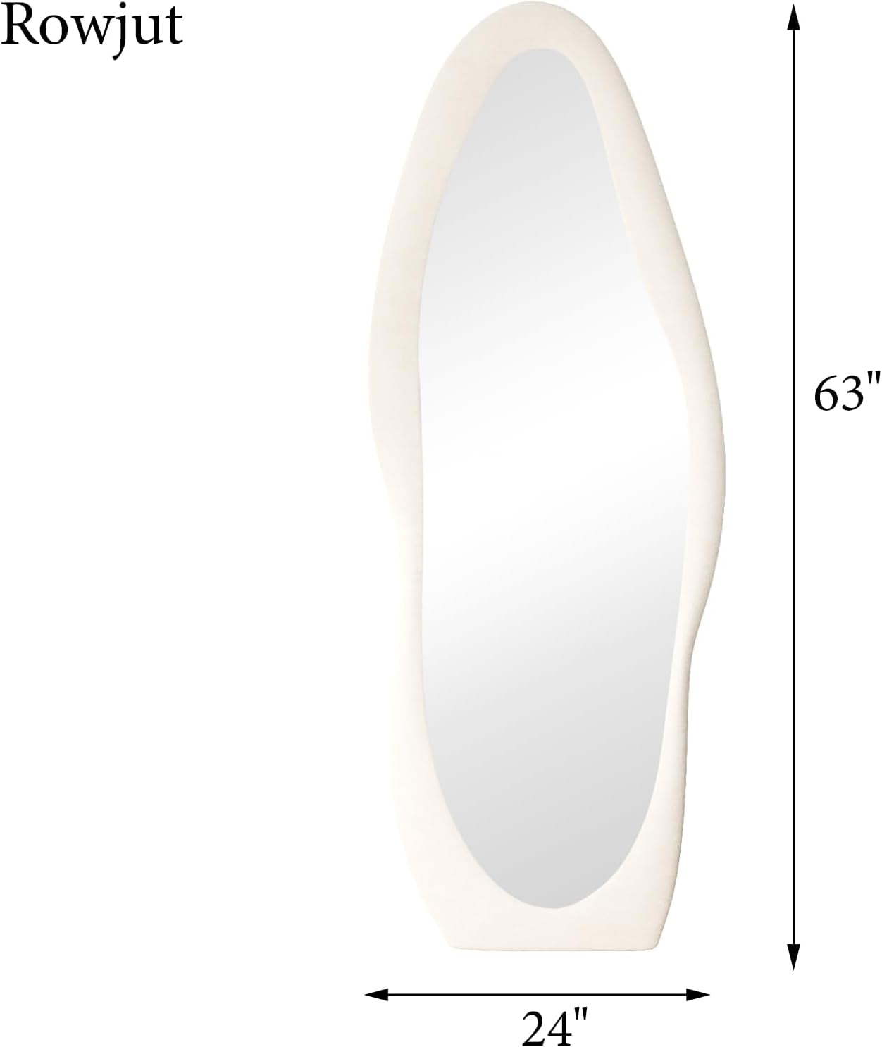 Full Length Mirorr, 63"X24" Mirror Full Length, Irregular Wall Mounted Mirror, Standing Floor Mirror with Flannel, Wavy Body Mirorr Hanging or Leaning against Wall for Bedroom (White)