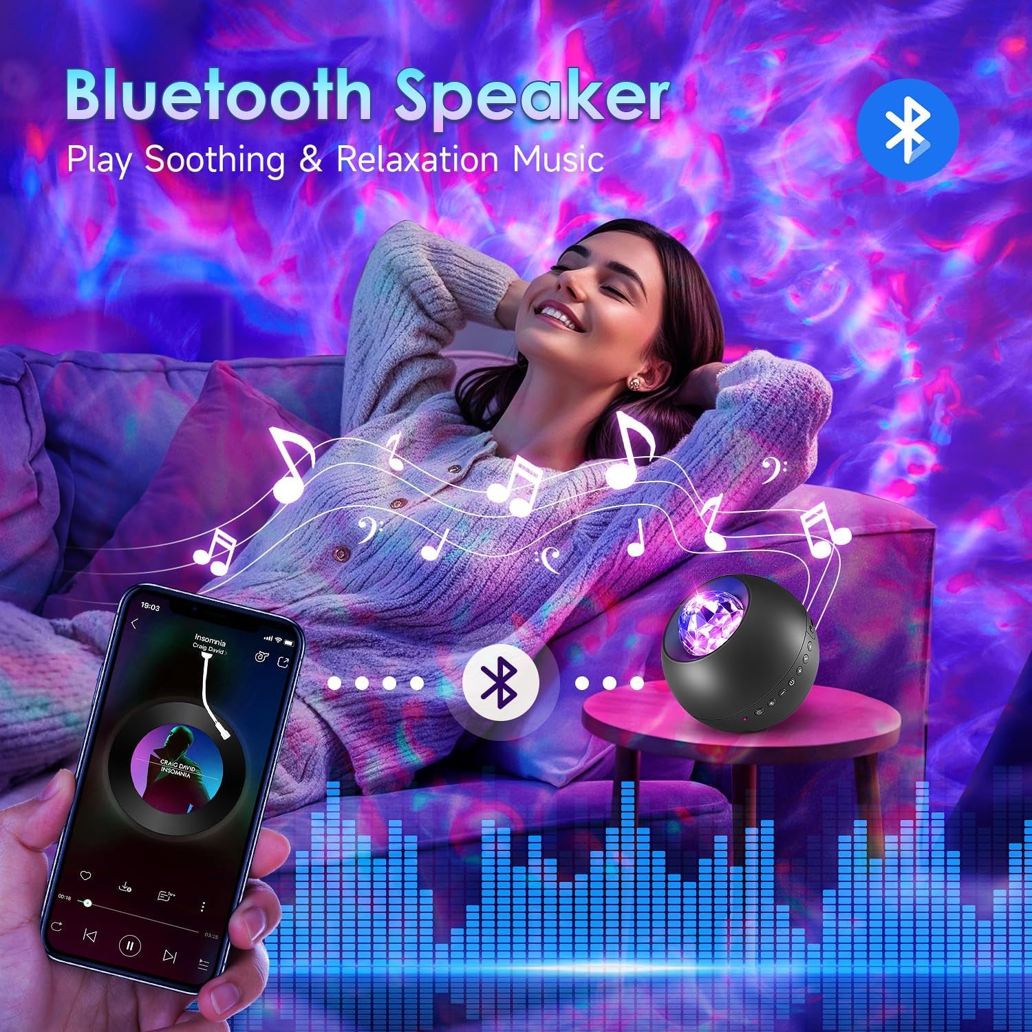 Galaxy Projector, Vibrant Galaxy Light | White Noise & Bluetooth, Remote Timer, Kids Night Light, Room Decor for Teen Girl